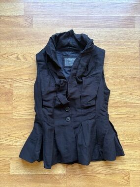 All Saints black shantara waistcoat vest top linen wool blend sz UK12 US8 NWOT